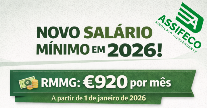 Retribuição mínima mensal garantida aumenta para €920,00 em 2026